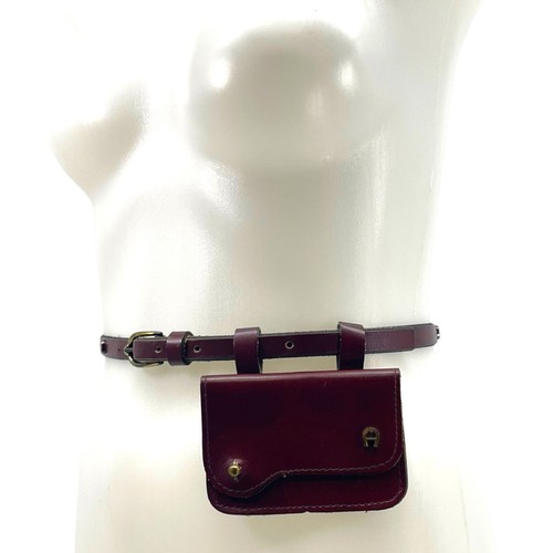 Vintage 70s ETIENNE AIGER Leather Brass Studded Belt Card Case Belt Bag OXBLOOD - Picture 19 of 22