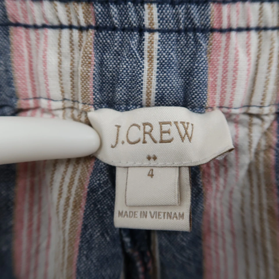 Pantalones Cortos J Crew Para Mujer 4 Rayas Mezcla de Lino Cintura Elástica Informales Foto 2 de 4