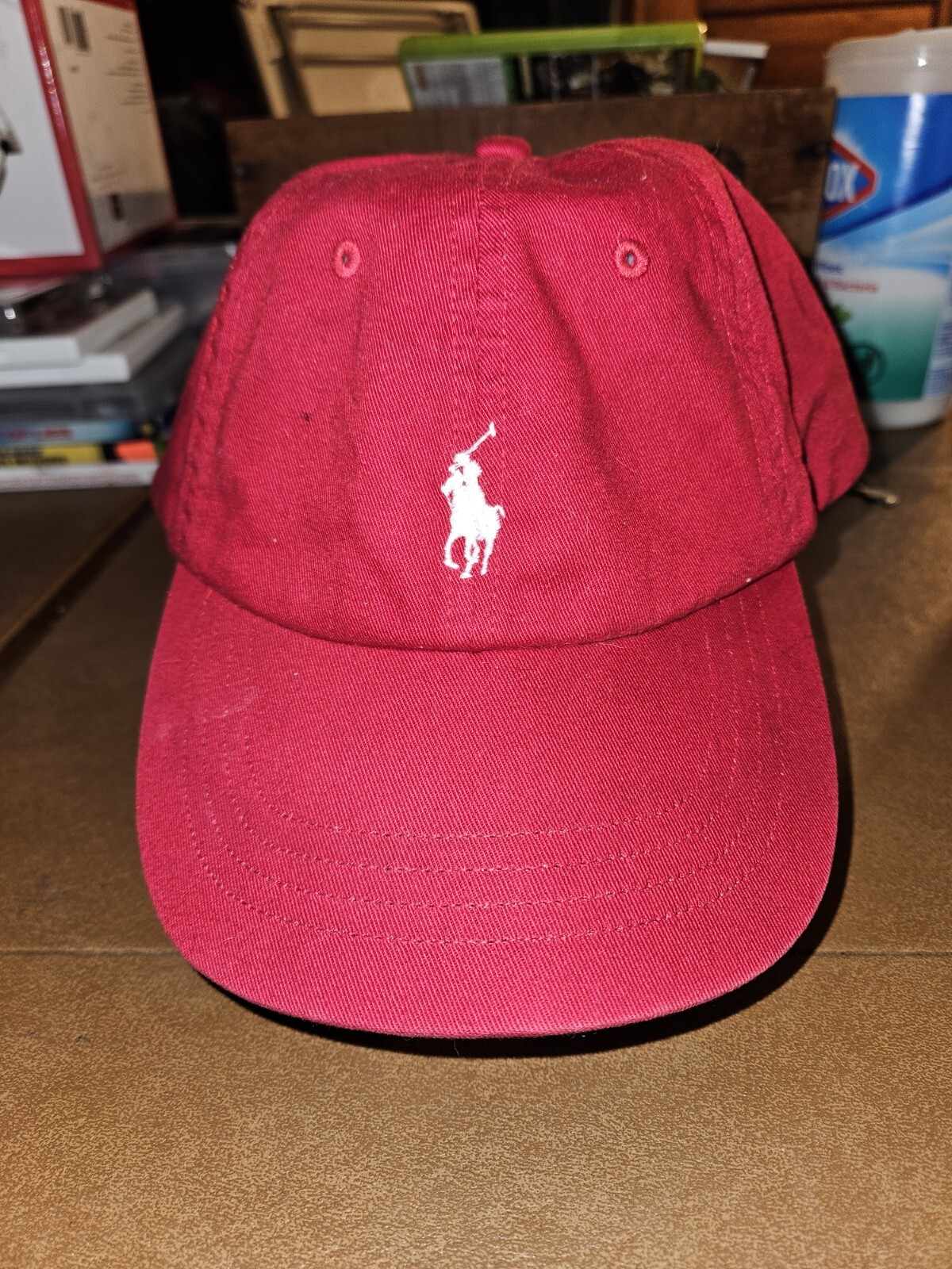 Cappello Polo Ralph Lauren Rosso Bianco Pony 10531 K D H lettere sul retro regolabile