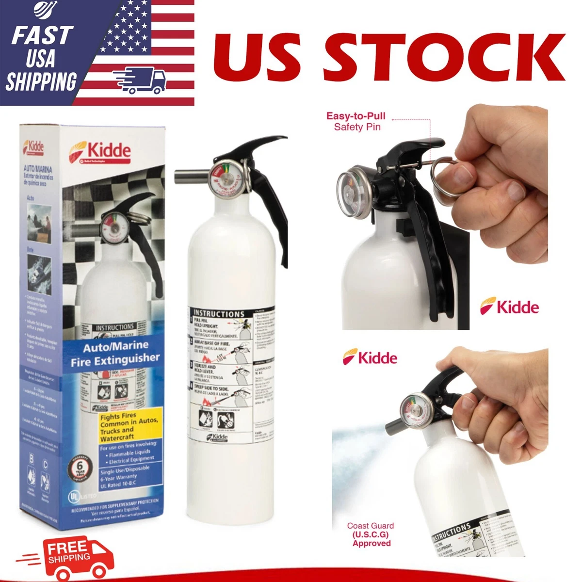 Kidde Auto/Marine UL Listed Fire Extinguisher, 10BC Rated
