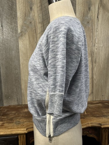 VICTORIA'S SECRET Short Sleeve Gray Sweatshirt Women's XSmall Side-Zipper Shirt - Picture 2 of 13