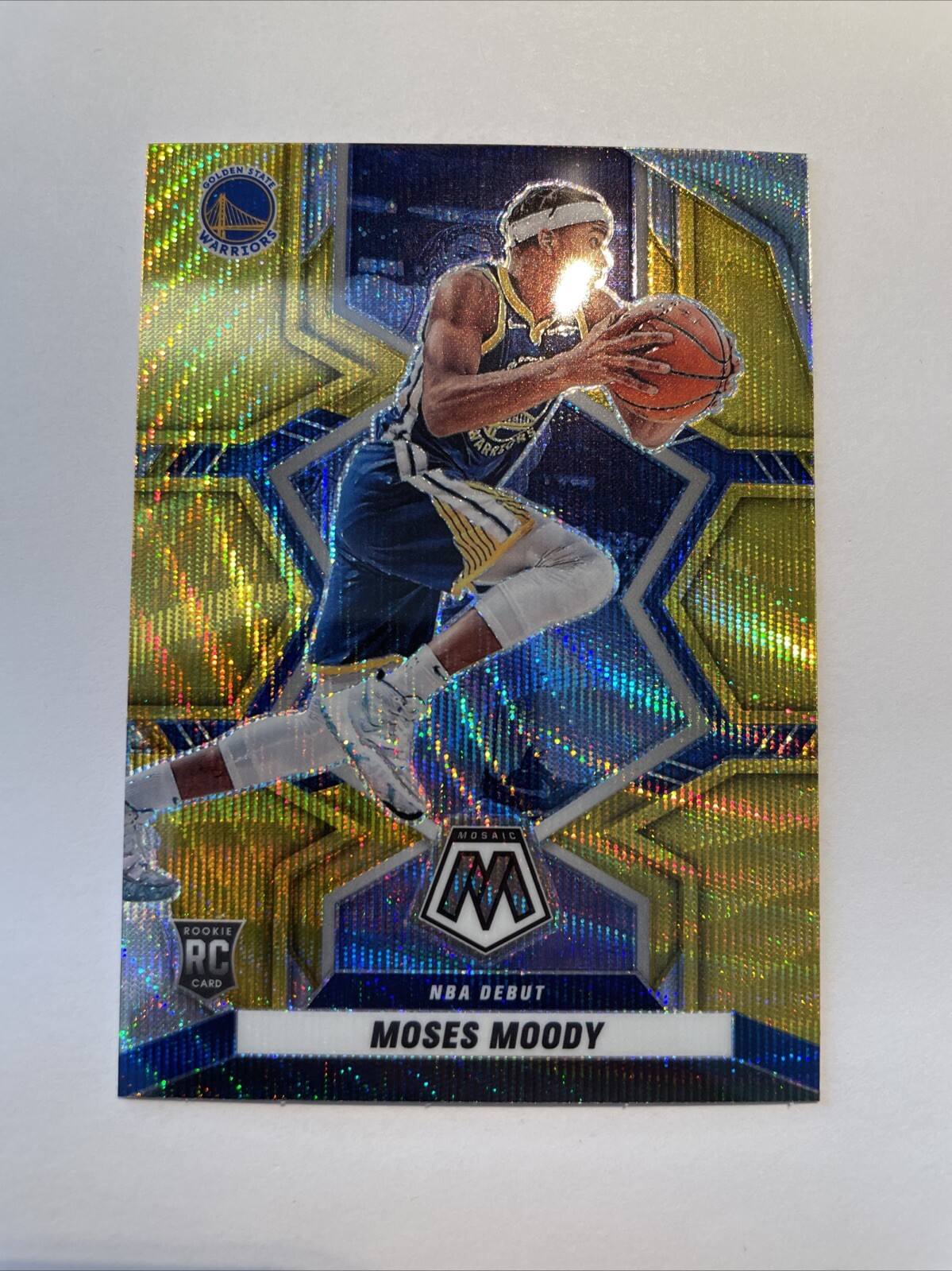 2021-22 Mosaic Moses Moody RC Rookie Gold Wave #277 Warriors SSP NBA DEBUT