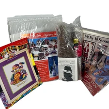 Christmas Crafts Lot Mary Maxim 7060 Indygo Junction Felt Cross Stitch Patterns