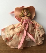 Vtg Rare Nancy Ann Storybook Doll Bisque Jointed Legs Sleepy Eyes Pink Dress Hat