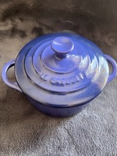 Le Crueset Mini Stoneware Casserole Dish With Lid 8oz. Blue. Great Condition.