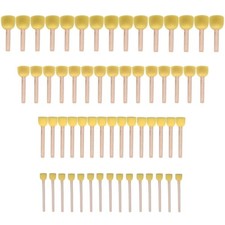 60 Pcs Round Sponge Brush Set Wooden Handle Foam Applicator DIY Painting
