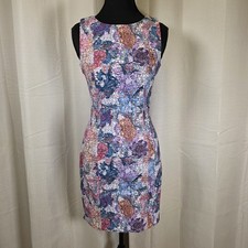 H&M Colorful Print Bodycon Dress Womens US 2 XS Sleeveless Fitted Mini Cocktail