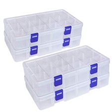 4 Pack 18 Grid Plastic Organizer with Adjustable Dividers, Bead Organizer for...