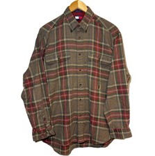 Vtg Tommy Hilfiger Shirt Mens M Brown Plaid Logo Crest Button Down Long Sleeve