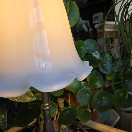 Antique Brass Pullmans Train Carriage Table Lamp Glass Bell Shade Edwardian 1910 - Picture 8 of 22