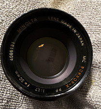 Minolta MC Rokkor-X PF 50mm f/1.7 Manual Focus Lens Minolta MC Mount 55mm