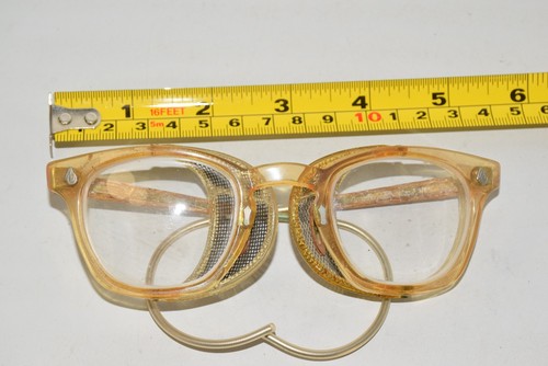 Vintage American Optical AO Wire Safety Glasses w/ Side Shields Yellowed - Picture 9 of 10