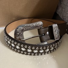 UnBranded Brown and Silver Rhinestone Belt Girls Size 26 Western Cowgirl Boho