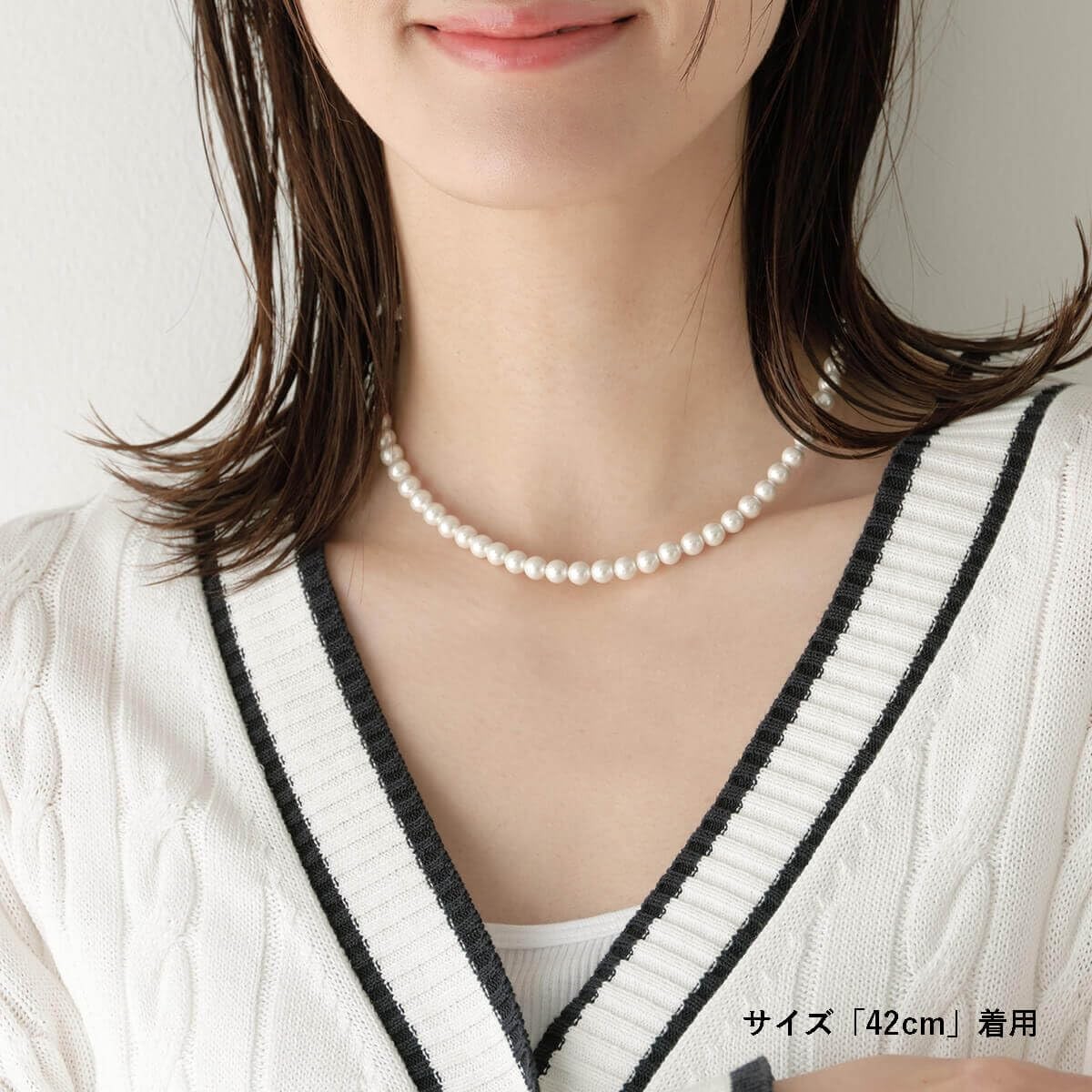 Colantotte Magnetic Pearl Necklace, White x Gold, 42cm