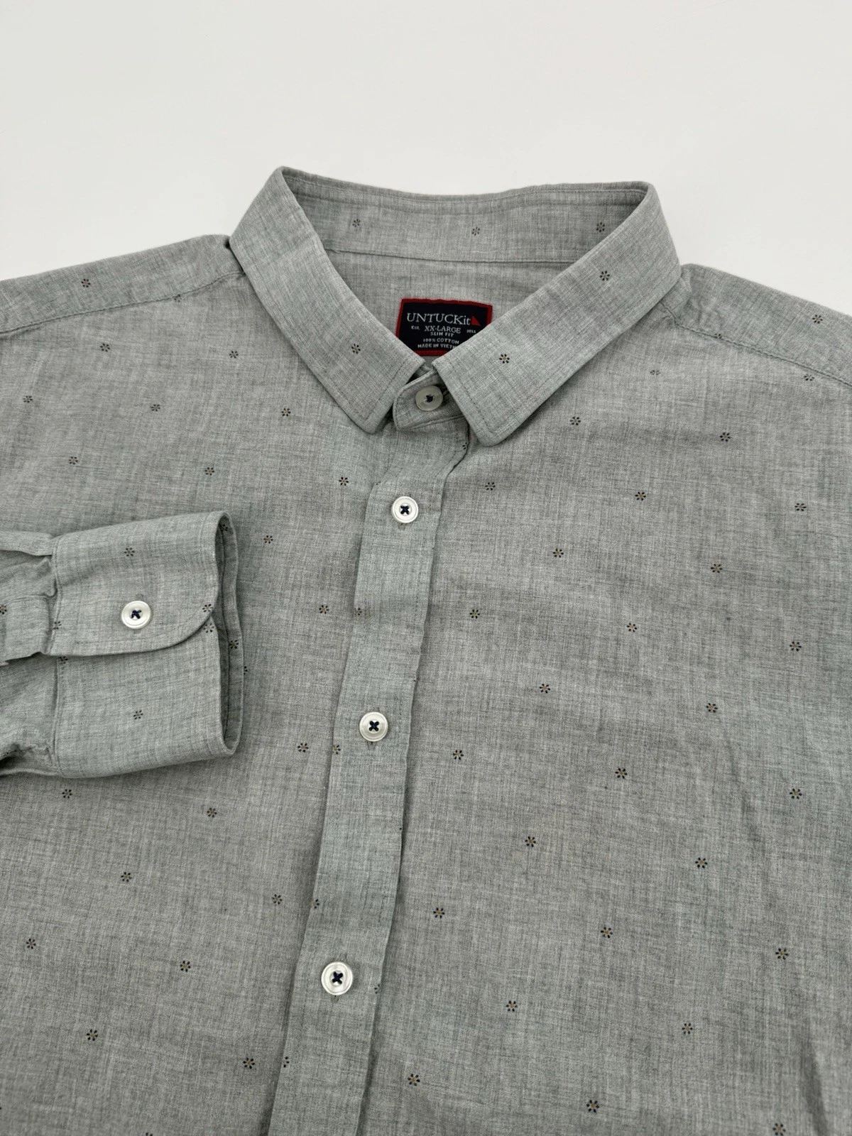 UNTUCKit Shirt Mens XXL Gray Slim Fit Floral Print Long Sleeve Button Up