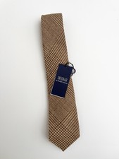Polo Ralph Lauren Men's Glen Plaid Silk Linen Wool Tie Brown One Size Fall