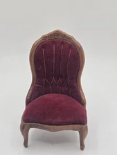  Rococo Revival Belter Velvet ArmChair Vintage Miniature Dollhouse