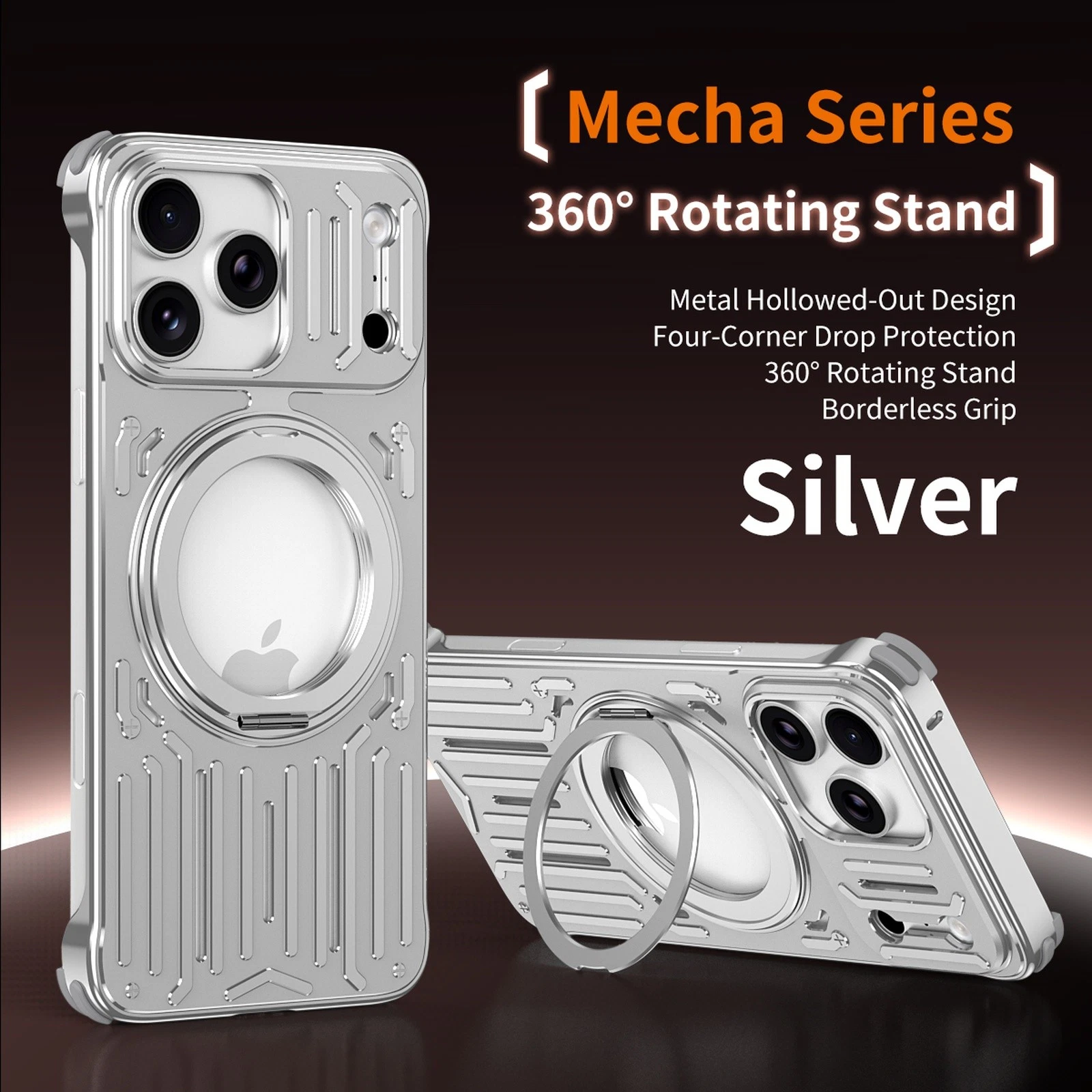 For iPhone 17/16/15 Pro Max Air Metal+TPU Case Mag Safe Stand Heat Dissipation - Picture 14 of 16