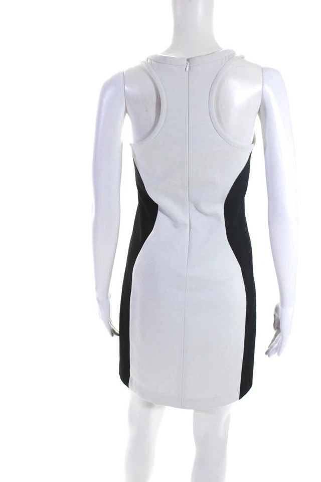 Vestido Vaina Rebecca Minkoff Mujer Bloque de Color Ponte Blanco Negro Talla 4 Foto 3 de 4