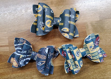 Set of Three Green Bay Packers Bows Packers Hair Bows Packers Bows Faux Leather