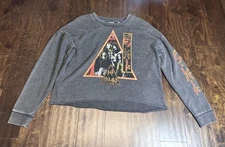 Def Leppard Women's Cut Off Cropped Sweatshirt Size Large Gray Rock by Junk Food