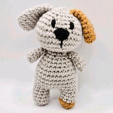 Puppy Dog Handmade Stuffed Animal Small Plush Gray and Brown