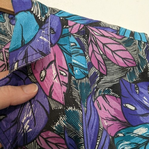 Blusa Top Vintage Años 80 Estampado Tropical S Verano Algodón - Imagen 4 de 5