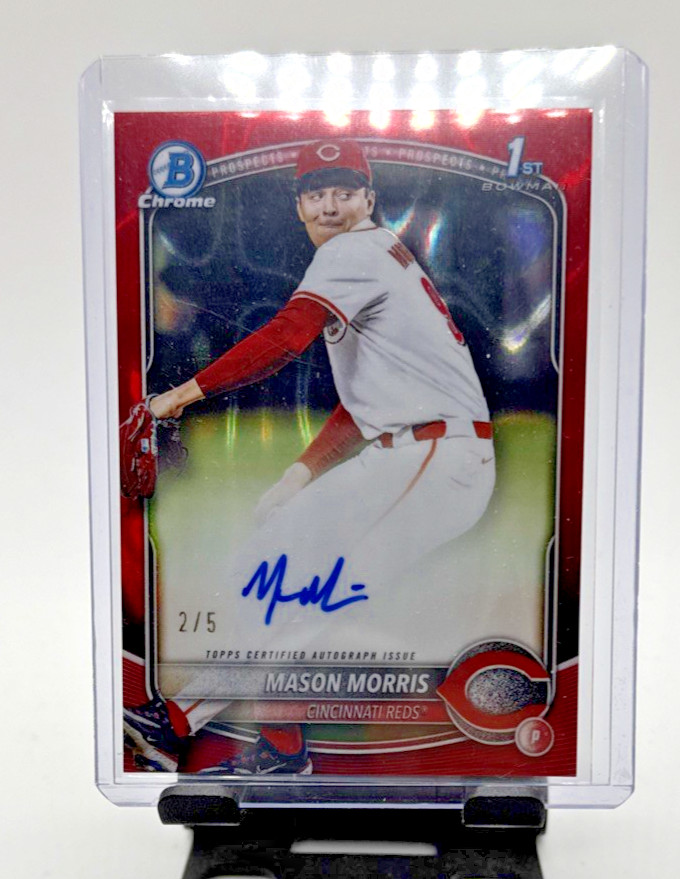 2025 Bowman Draft Chrome Mason Morris 1st Bowman Red Lava Refractor Auto #2/5 