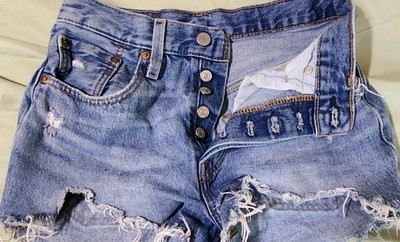Cheeky 501 Cutoff Frayed Distressed Booty Shorts Levis Festival Jorts 25-inch W