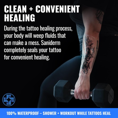 Saniderm Tattoo Aftercare Bandage 3 Sheets (Medium Pack, 6 in x 8 in) – - Picture 5 of 9