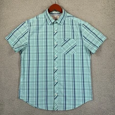 Penguin Munsingwear Classic Fit Shirt Men's Medium Green Plaid Button-Up Cowboy