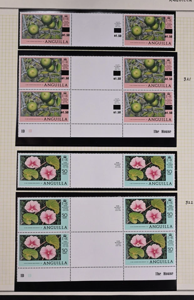 Ангилья Скотт # 319-321, 322-324 желоба пары и блоки VF OG NH марки Cat $40 - Изображение 3 из 4