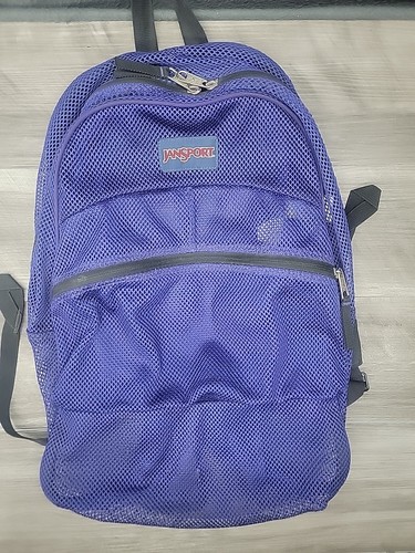 Vintage JanSport Mesh Pack - See-Through Backpack Purple Navy Blue - Picture 2 of 9