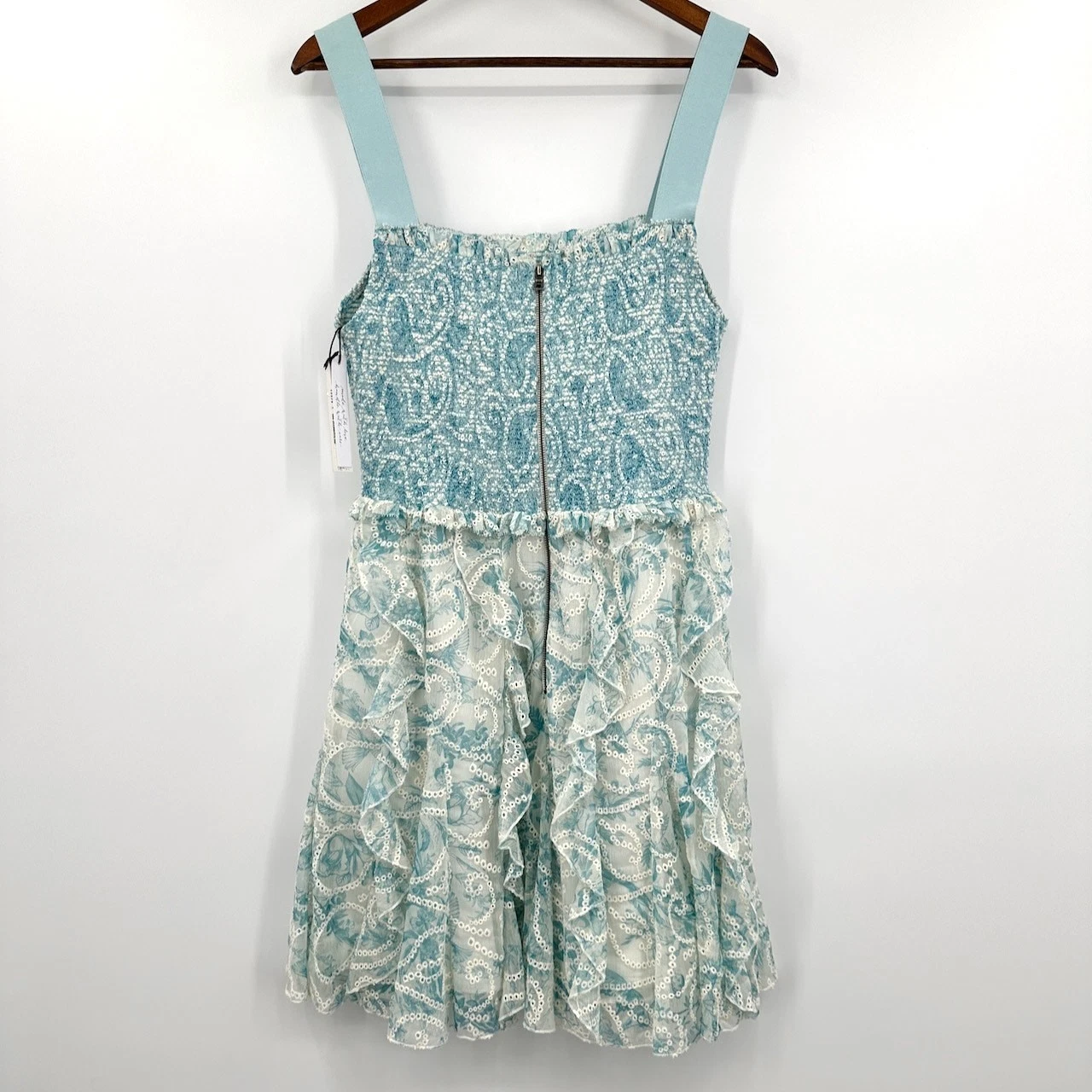 OFF WHITE ALICE + OLIVIA JOCELYN MINI ABITO SMOCKED FARFALLA ANTICA BIANCO SPORCO NUOVO CON ETICHETTE M