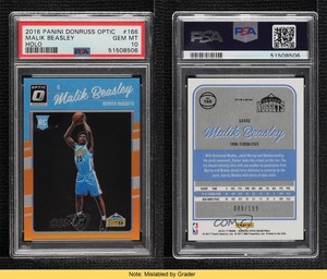 2016 Donruss Optic Orange Prizm /199 Malik Beasley #166 PSA 10 GEM MT Rookie RC