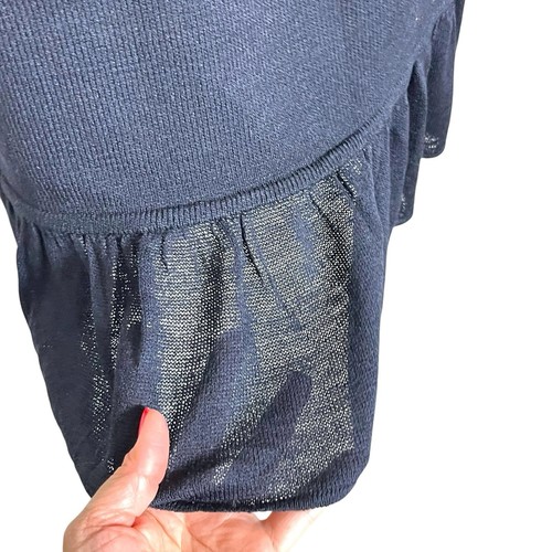ST JOHN COLLECTION KNIT NAVY BLUE RUFFLED EDGE SKIRT SIZE SM-MED QUIET LUXURY - Picture 4 of 5