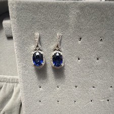 Sapphire and Diamond Drop Earrings White Gold...