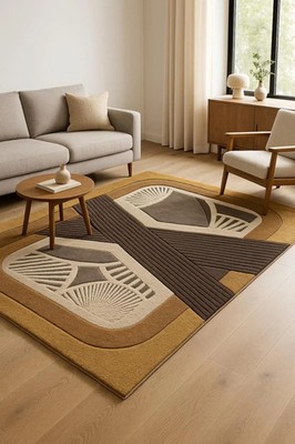 Handmade Tufted Wool Rug 8x10   Modern Geometric Carpet, Custom Living Room Rug