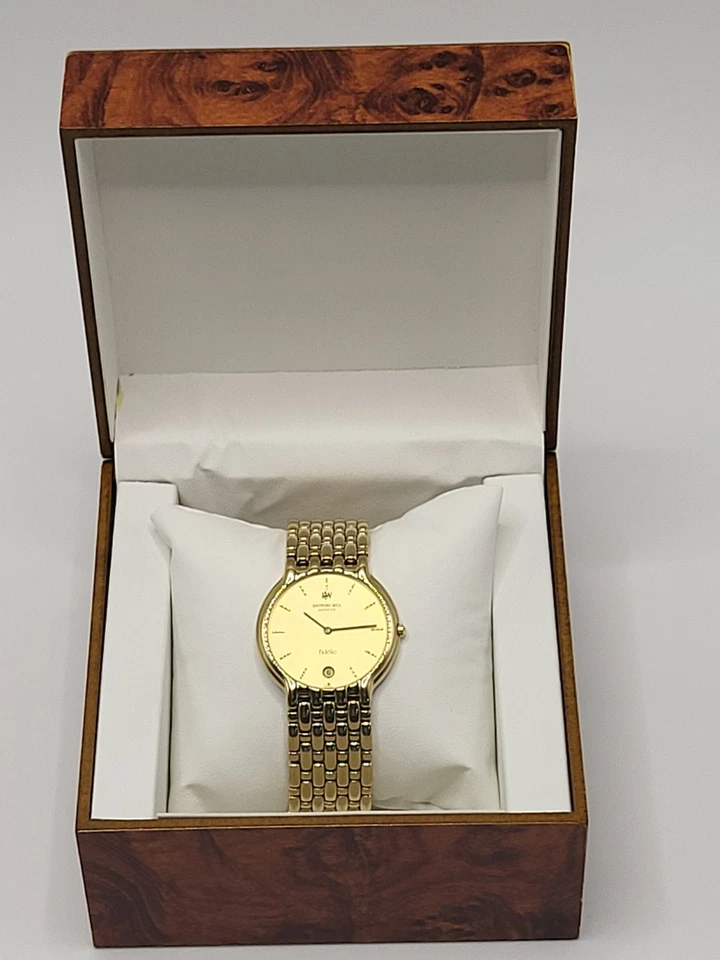 [QUASE PERFEITO] Raymond Weil Fidelio relógio masculino galvanizado ouro 18K 33mm CAIXA DE PRESENTE - Imagem 3 de 4