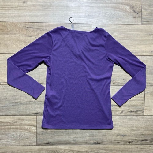 Punt Roma Womens Long Sleeve V-Neck Top Size Small Purple Rhinestone Accents - Picture 9 of 11