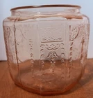Vintage Pink Depression Glass Cookie Jar "Princess Design" Anchor Hockings 1930