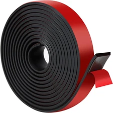 Adhesive Rubber Strips with 1" Wide x x 1/8" Thick x 10' Long, Black