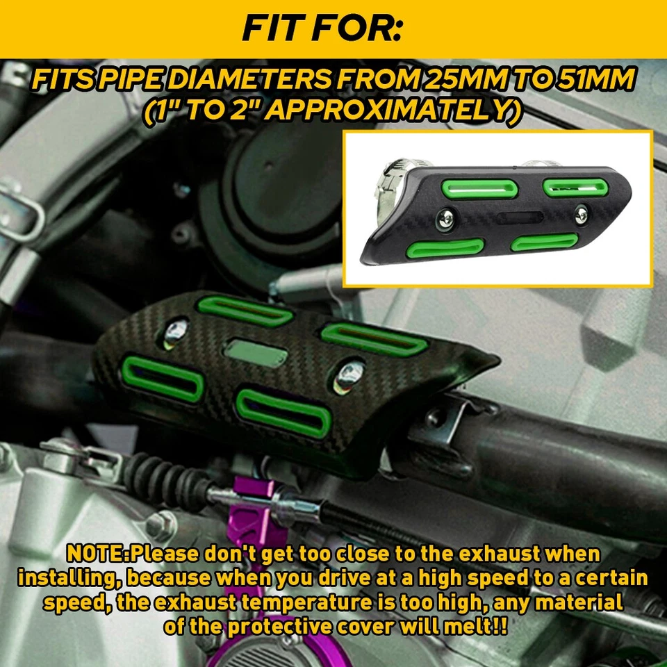 Protector de talón con cubierta protectora de tubo de calor de escape verde para Suzuki DRZ 400/S/SM/E 00-21 Foto 2 de 4