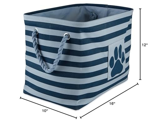 Medium Rectangle Dark Navy Storage Basket For Home Pet Organization 16X10x12