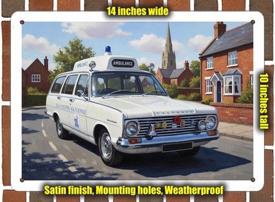 Metal Sign - 1966 Vauxhall Victor Ambulance Oil Painting - 14x10