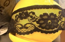 4 Yards Black Non Stretch Poly Floral Lace Trim Edge Scalloped 1 3/4  