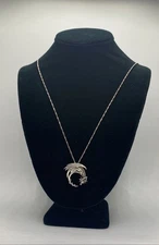 .925 Sterling Silver Crescent Moon Sleeping Dragon Pendant Necklace 10.0g