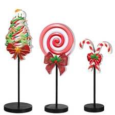 3 Pcs Christmas Candy Table Decorations Red Green Christmas Table Centerpiece...