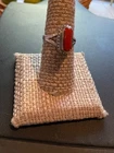 VINTAGE NATIVE AMERICAN CORAL STERLING SILVER RING