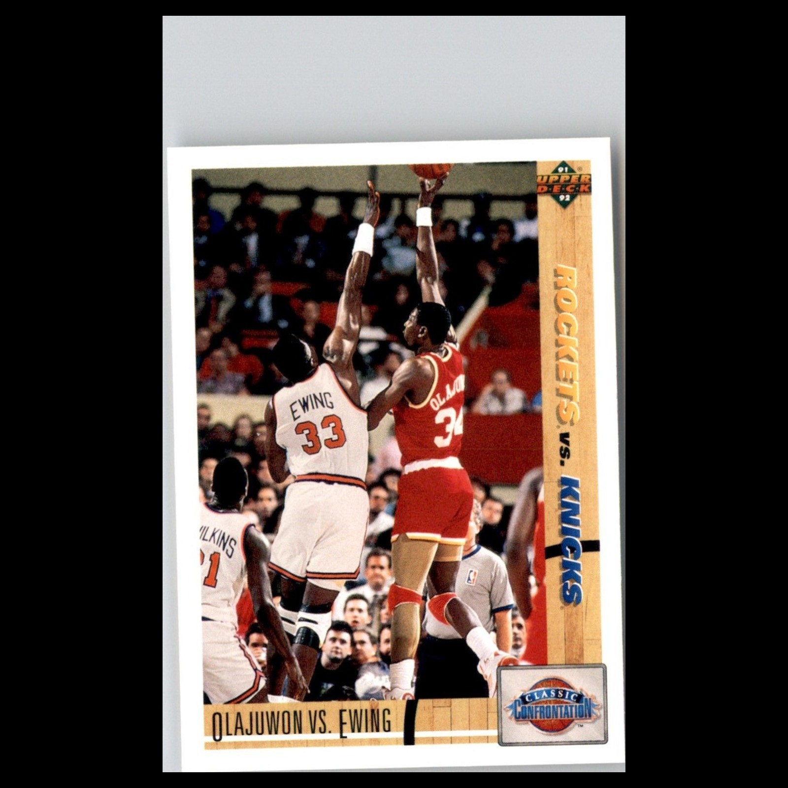 Olajuwon vs. Ewing #33 1991-92 Upper Deck Houston Rockets/New York Knicks Card